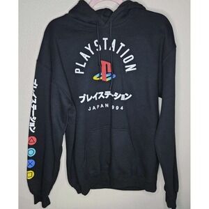 PlayStation Japan 1994 Hoodie Black Graphic Logo Pullover Size M